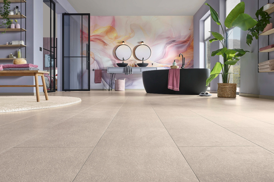 Raumbild eines Badezimmers mit JOKA Naturdesignboden Xplora-